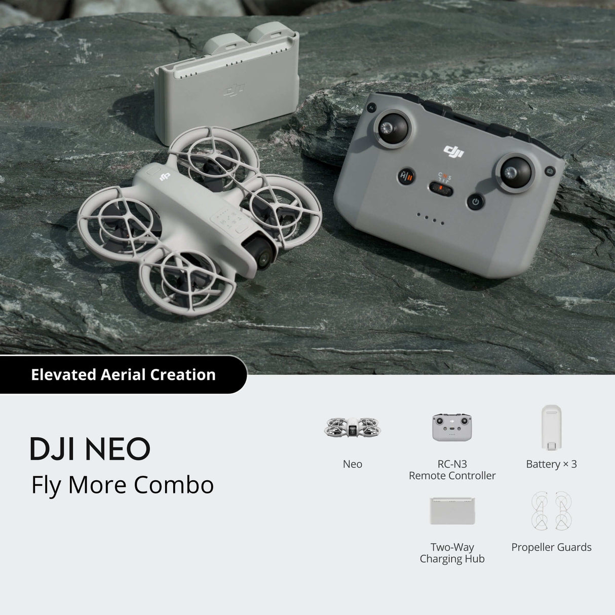 DJI Neo drone in full view for aerial photography