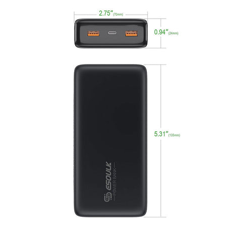 Esoulk 20,000k PD & Dual Fast Charge USB Power Bank - Dr. Tech PR
