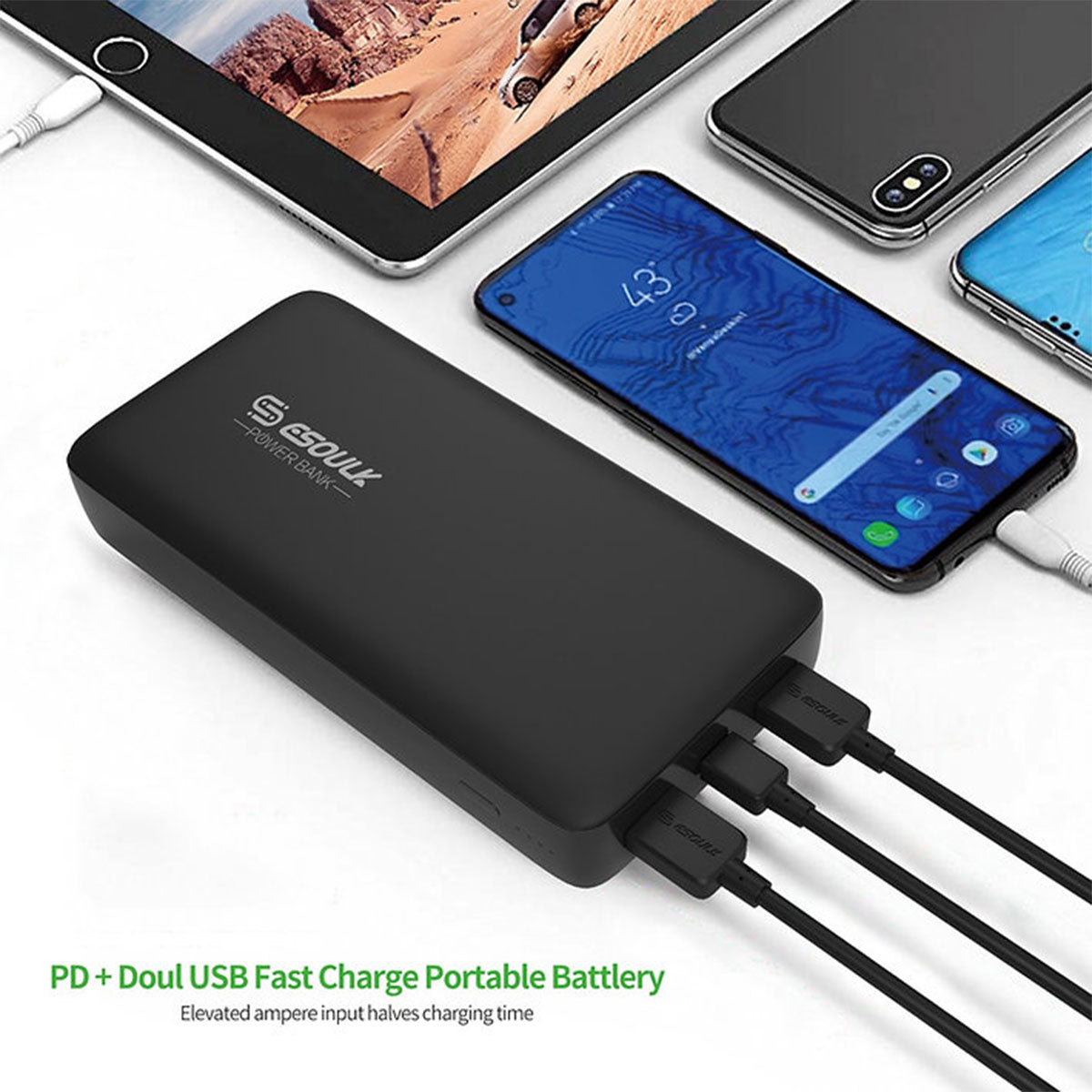 Esoulk 20,000k PD & Dual Fast Charge USB Power Bank - Dr. Tech PR