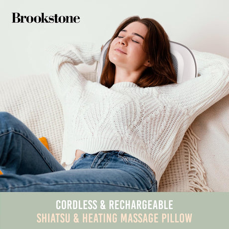 BROOKSTONE HEATED & SHIATSU BACK MASSAGER