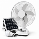 Abanico Solar Recargable con Panel Solar y Bombilla LED