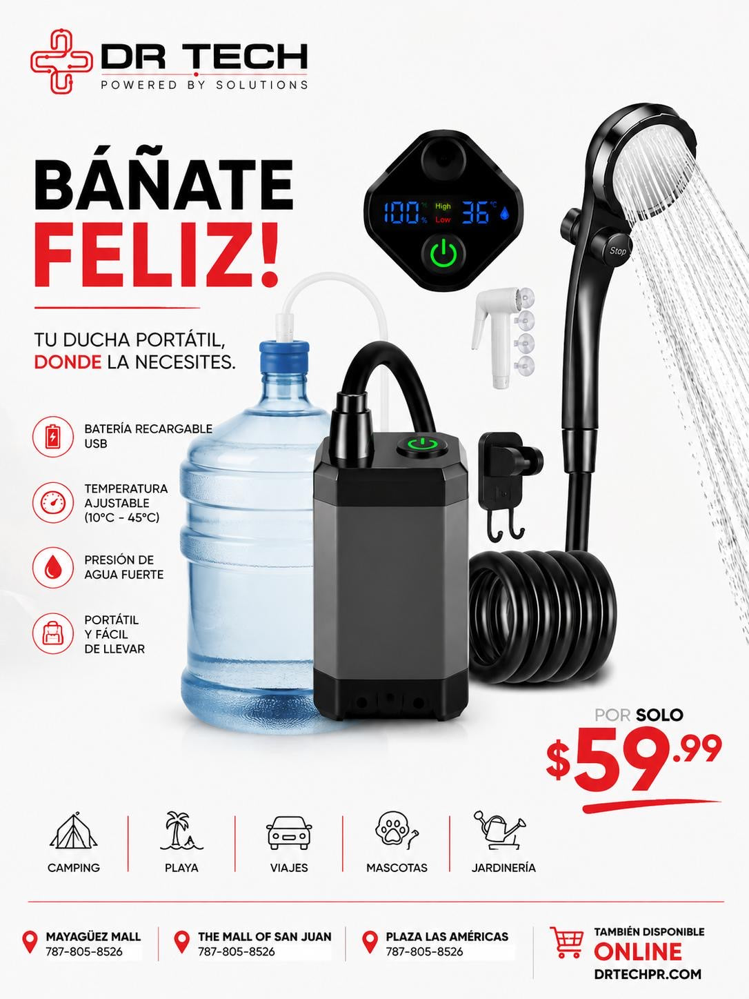 Ducha Portátil Eléctrica